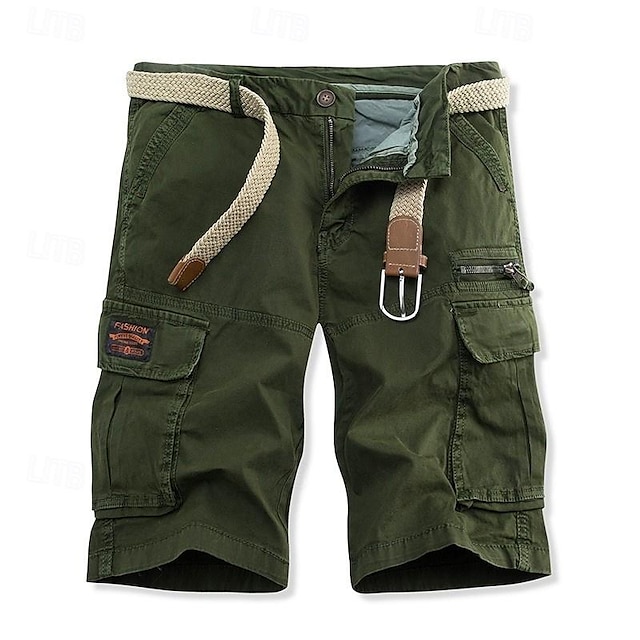  Men's Cargo Shorts Shorts Work Shorts Button Multi Pocket Plain Wearable Short Outdoor Daily Going out Fashion Classic Black Army Green