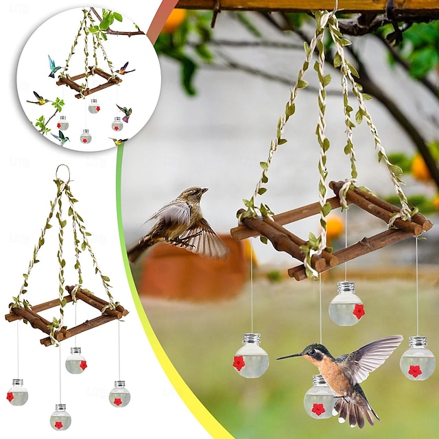  Кормушка для колибри из стеклянной ветки 2024 года для вашего открытого пространства, обеспечивающая изысканное обеденное место для птиц и элегантный дизайн, повышающая эстетику вашего двора и