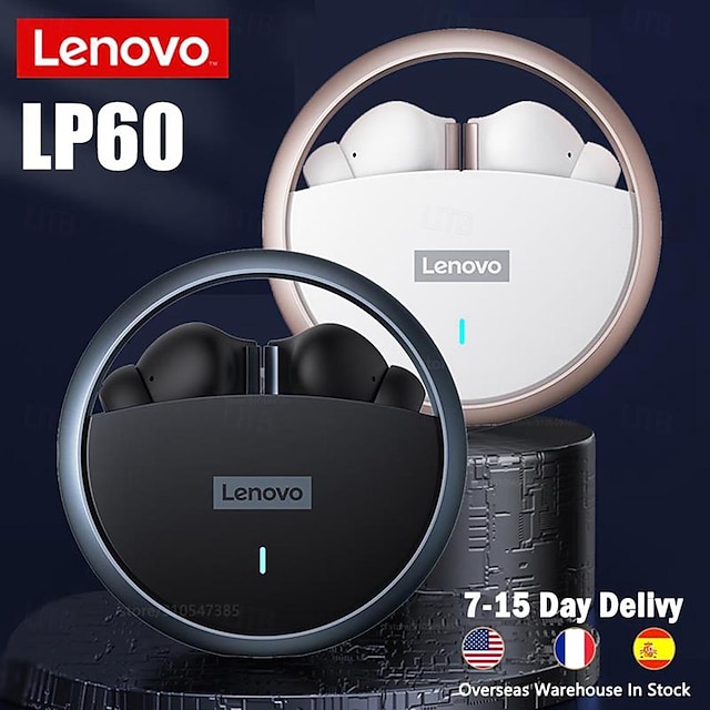  Lenovo Lp60 Écouteurs sans fil TWS Casques oreillette bluetooth Dans l'oreille Bluetooth 5.3 Stéréo Avec boîte de recharge Mic intégré pour Apple Samsung Huawei Xiaomi MI Yoga Usage quotidien Voyage