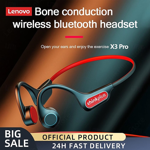  lenovo x3 pro bone conduction hodetelefoner trådløse bt5.3 øretelefoner ergonomisk lett design ip56 vanntette hodetelefoner