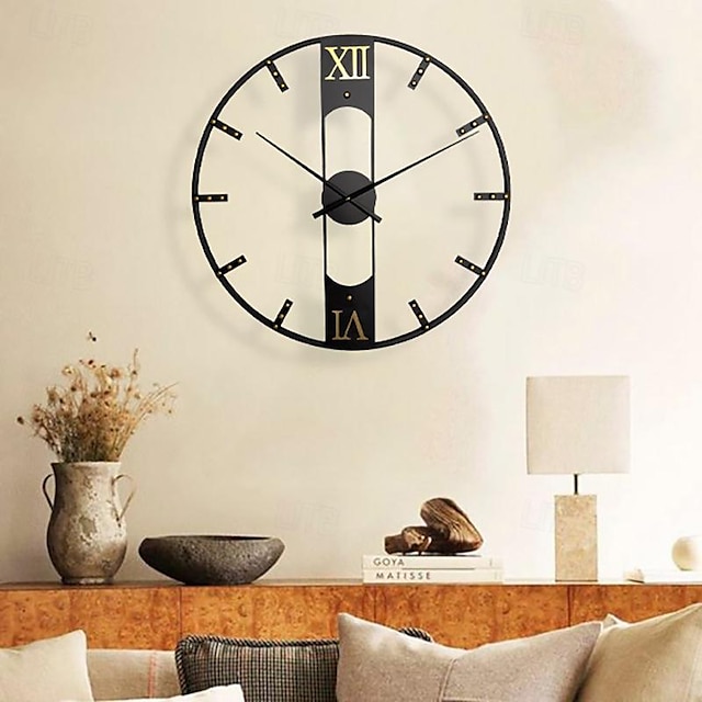  Orologio da parete grande di lusso design moderno orologi da parete silenziosi decorazioni per la casa orologi in metallo nero decorazione del soggiorno