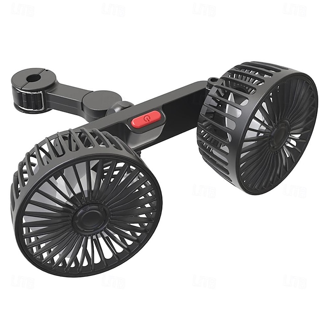  Car Fan Car Small Air Conditioner Double-headed Rear Fan Strong Wind 360 Degrees Rotation Large Air Volume Subwoofer Operation Base Fixed Clip Mounting Method Suitable For Car Home