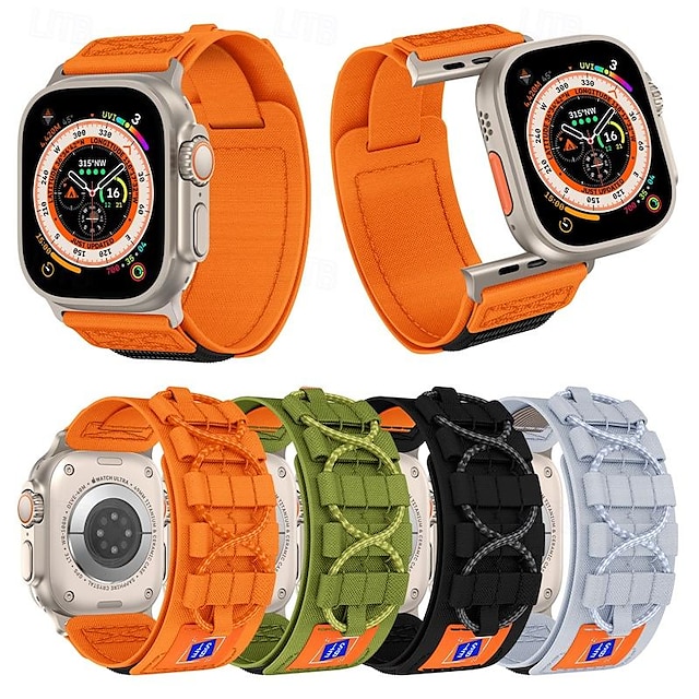  Sportband Compatibel met: Apple Watch-horlogebandje 38mm 40mm 41mm 42mm 44mm 45mm 49mm Meerlaags Elastisch Robuust Nylon Vervangende horlogeband voor iwatch Ultra 2 Series 9 8 7 SE 6 5 4 3 2 1