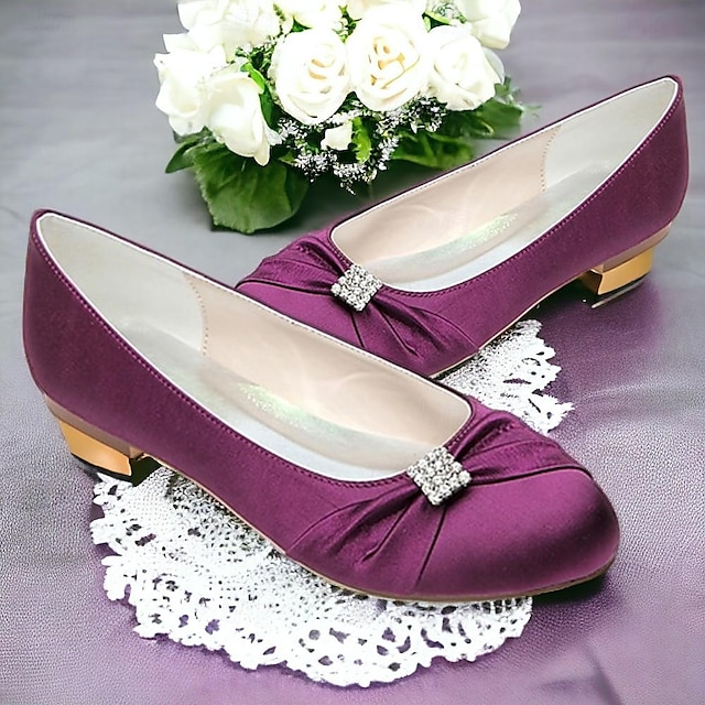  Per donna scarpe da sposa Scarpe da sposa Con diamantini Piatto Punta tonda Elegante Raso Mocassino Nero Bianco Rosa Chiaro