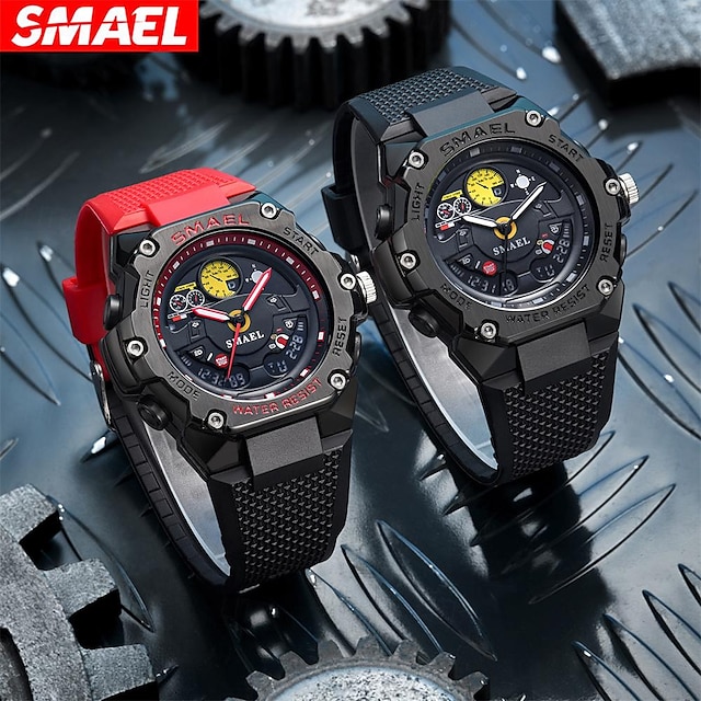  SMAEL Men Digital Watch Sports Fashion Wristwatch Shock Resistant Luminous Stopwatch Alarm Clock Calendar TPU Watch