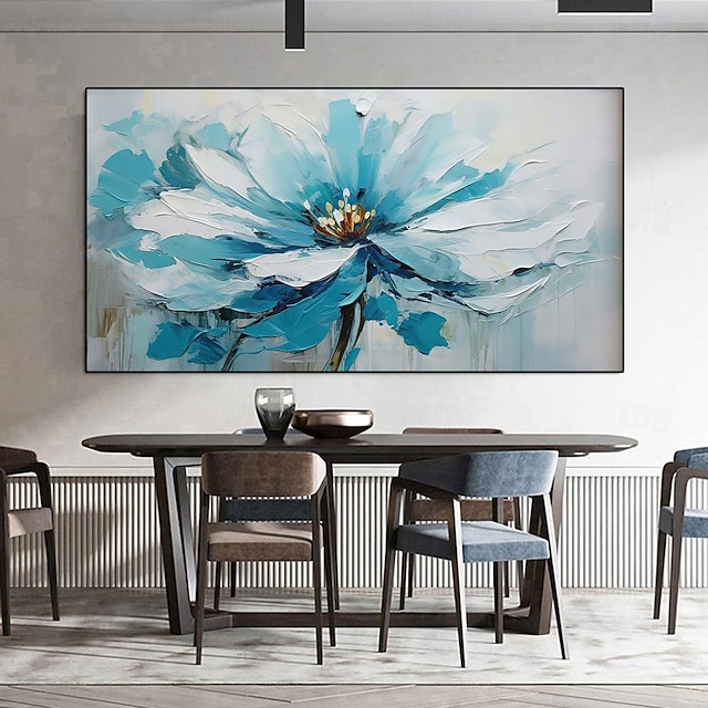  Abstract Flower Art oil painting hand painted Flower Blue Flower Oil Painting Art For living room bedroom artwork blue flower oil painting