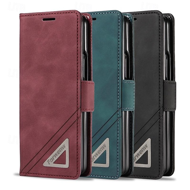  Phone Case For Samsung Galaxy Z Fold 5 Z Fold 4 Z Fold 3 Wallet Case Magnetic Full Body Protective Kickstand Retro PC PU Leather