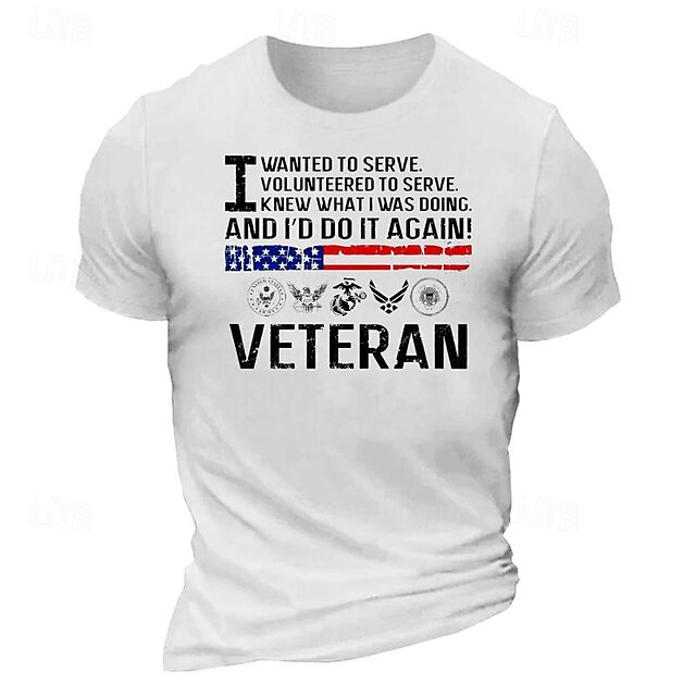  Voor heren Nationale vlag T-shirt Katoen Korte mouw Grafisch Shirt Wit Leger Groen Grijs Comfortabel T-shirt Vakantie Straat Modeontwerper kleding