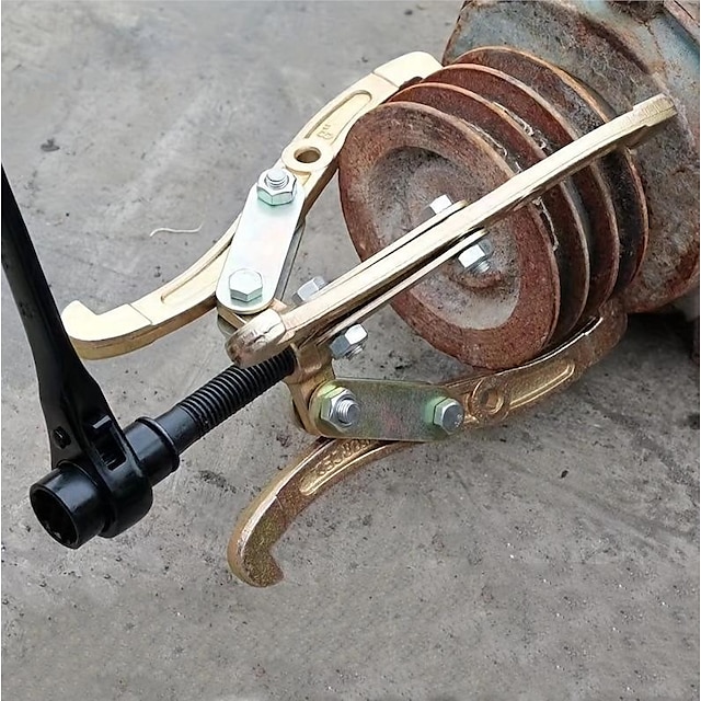  Extractor de engranajes de 3 mordazas con diseño reversible para mantenimiento y reparación de vehículos, acero forjado, cromado