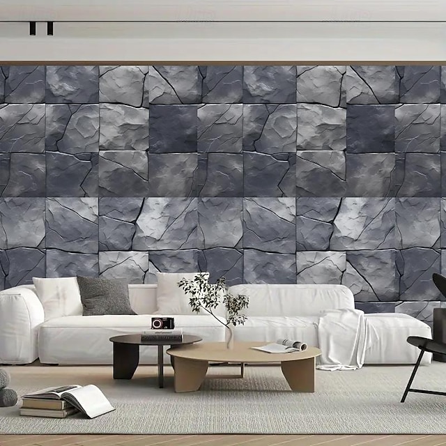  Cool Wallpapers Stone Bricks Wallpaper Wall Mural Roll Wall Covering Sticker Peel and Stick Removable PVC/Vinyl Material Self Adhesive/Adhesive Required Wall Decor for Living Room Kitchen Bathroom