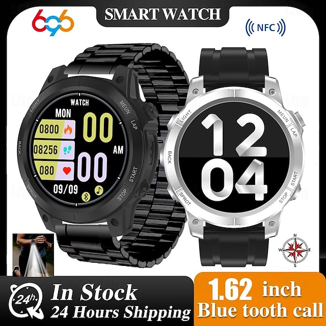  696 S70MAX Smart Watch 1.62 inch Smartwatch Fitness Running Watch Bluetooth Pedometer Call Reminder Sleep Tracker Compatible with Android iOS Men Hands-Free Calls Message Reminder IP 67 46mm Watch