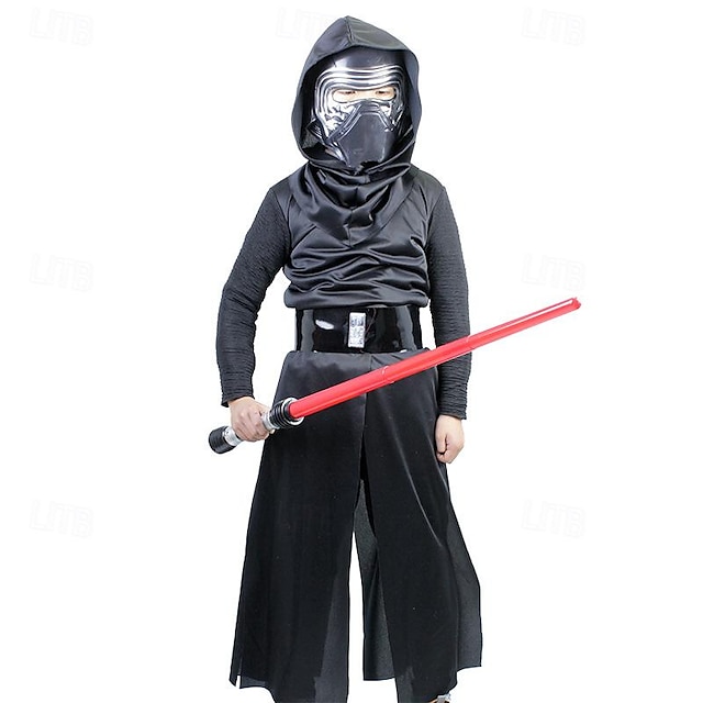  Obi Wan Kenobi Jedi Ritter Cosplay Kostüm Austattungen Jungen Film Cosplay Cosplay Schwarz Halloween Karneval Maskerade Veranstaltung / Fest Maskerade Gymnastikanzug / Einteiler Gürtel Maske