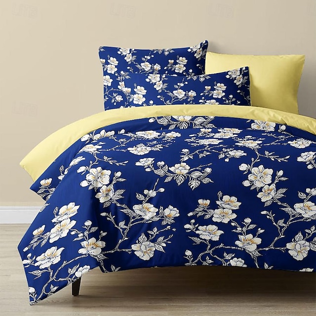  綿 100% 布団カバーセット花柄セットソフト 3 ピース高級寝具セット家の装飾ギフトキングクイーン布団カバー