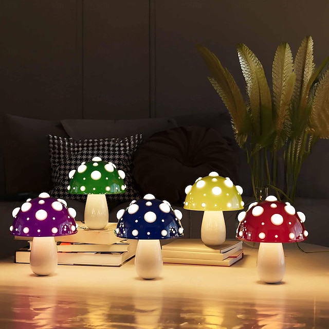  Lâmpada de cogumelo recarregável usb luz de mesa com cor dupla para sala de estar, cabeceira, presente exclusivo para o amante da natureza