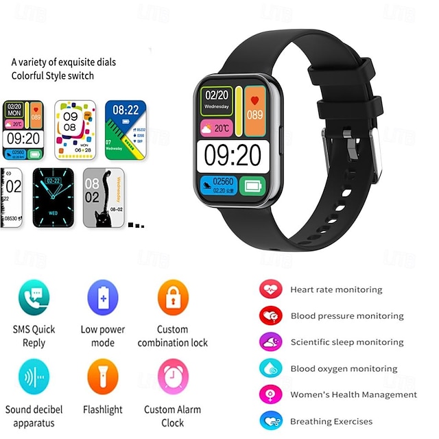  G23 Smartwatch 1.91 Zoll Smartwatch Fitnessuhr Bluetooth Schrittzähler Anruferinnerung AktivitätenTracker Kompatibel mit Android iOS Damen Herren Langer Standby Freisprechanlage Wasserdicht IP 67