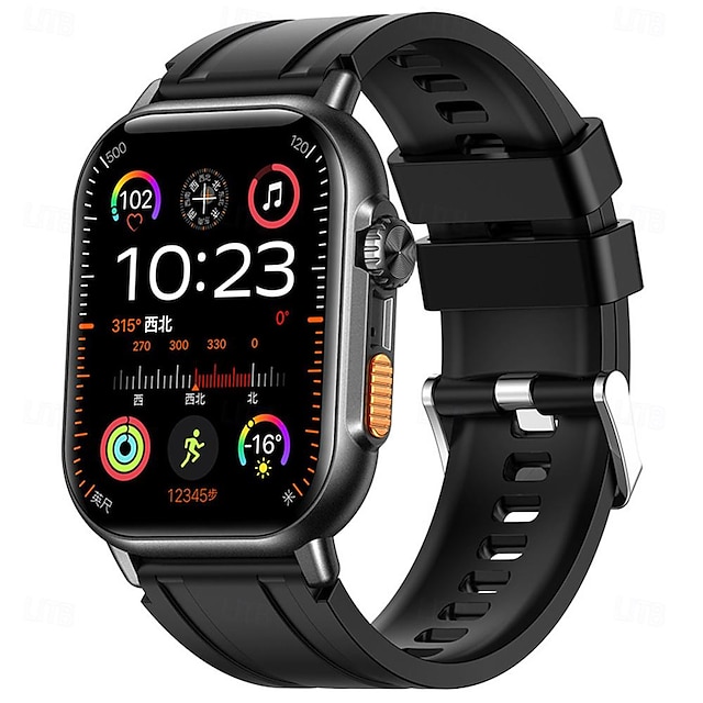  TK23 Smartwatch 2.02 Zoll Smartwatch Fitnessuhr Bluetooth Schrittzähler Anruferinnerung Herzschlagmonitor Kompatibel mit Android iOS Damen Herren Langer Standby Freisprechanlage Wasserdicht IP 67
