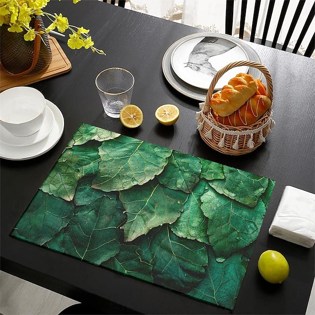  1 mantel individual de hojas, mantel de 12x18 pulgadas, manteles para decoración de fiesta, cocina y comedor