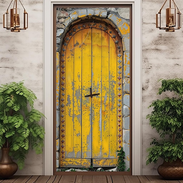  כחול פרחוני דלת מכסה דלת שטיח דלת וילון קישוט רקע דלת באנר לדלת הכניסה בית חווה אספקת עיצוב מסיבת חג