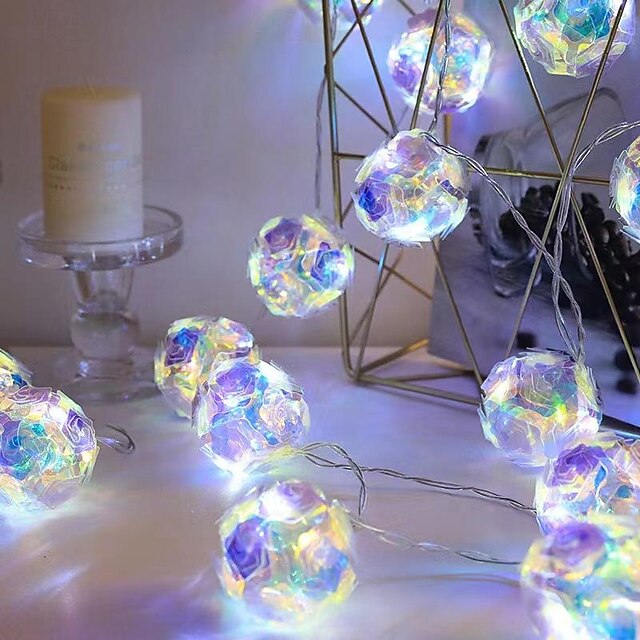  sfera di cristallo decorativa a led luce decorativa laser abbagliante cristallo festival di luce instagram stringa di colore palla cuore stringa di luce di colore camera da letto da sogno