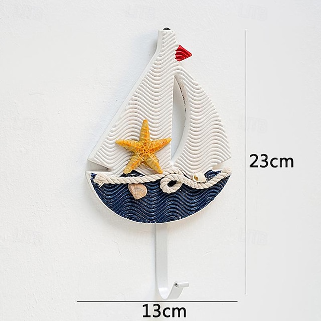  Wall Decoration Wall Hanging Mediterranean Style Home Coat Hook Small Fish Sailing Slipper Style