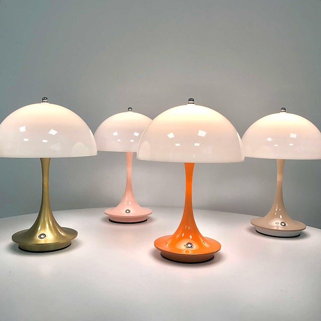  lampă de masă din aluminiu în formă de ciupercă, reîncărcabilă, reglare continuă, pentru interior, dormitor, restaurant, bar, decorare, lampă de atmosferă tip-c