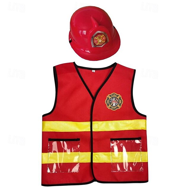 Boys Girls' Fireman Cosplay Costume Outfits For Masquerade Cosplay Kid's Vest Hat 6