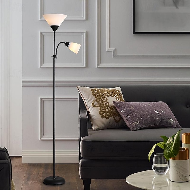  Adjustable Black Floor Lamp with Reading Light Susan Modern Standing Lamp for Living Room/Office Lamp 72