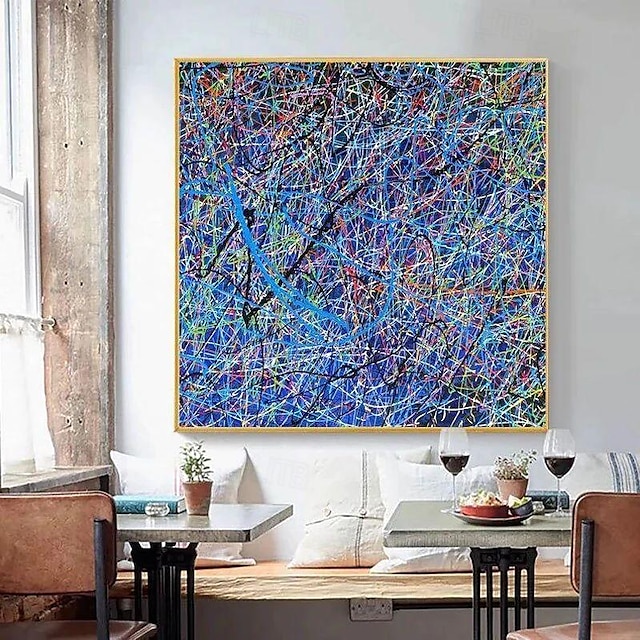  dipinto a olio fatto a mano su tela decorazione artistica da parete moderna astratta complessità linea blu per la decorazione domestica arrotolata senza cornice pittura non stirata