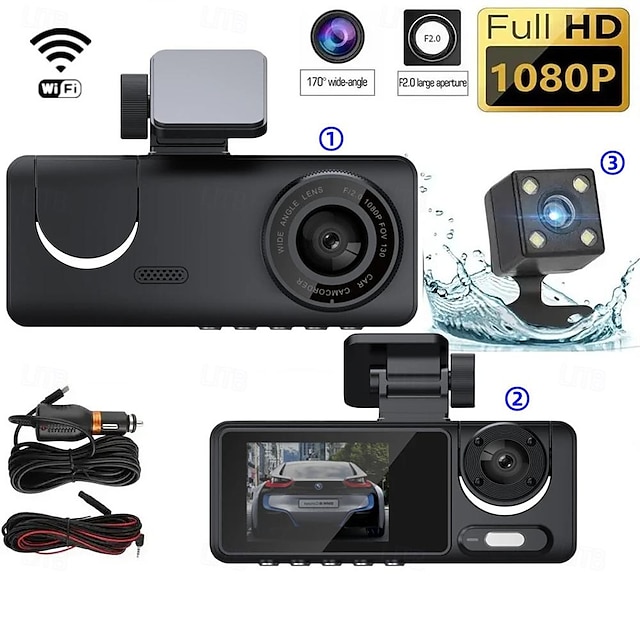  Nytt Design / Trådløs / Full HD Bil DVR 170 grader Bred vinkel 2 tommers LCD Dash Cam med WIFI / Nattsyn / Parkeringsmodus Bilopptaker
