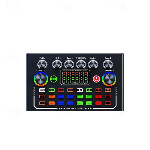  f009 audiomixer live geluidskaart en audio-interface met dj-mixereffecten en stemwisselaar podcast productiestudio-apparatuur