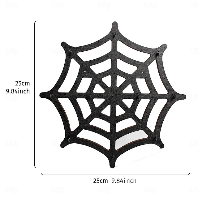  Wooden Spider Web Design Wall Hooks - Fun and Whimsical Iron Hooks for Hanging Necklaces, Jewelry, Keys, and More, Perfect Wall-Mounted Storage Rack with a Unique Twist
