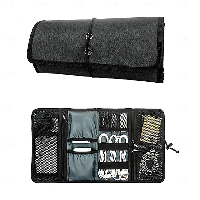  Mini Multi-Functional Roll-Up Storage Bag: Ideal for Organizing Digital Accessories, Cables, and Electronic Components - Portable Travel Storage Bag for Compact and Convenient On-the-Go Use