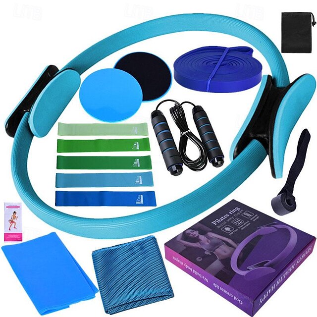  bandă elastică latex yoga set de 15 bucăți de prosoape de fitness pentru gheață bandă de tensiune cu placă de glisare buclă de pilates pentru săritura de coarda de 3 metri