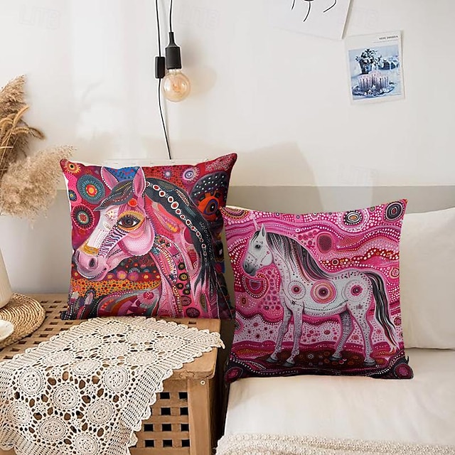  Horse Pattern Green 1PC Throw Pillow Covers Multiple Size Coastal Outdoor Decorative Pillows Soft Velvet Cushion Cases for Couch Sofa Bed Home Decor