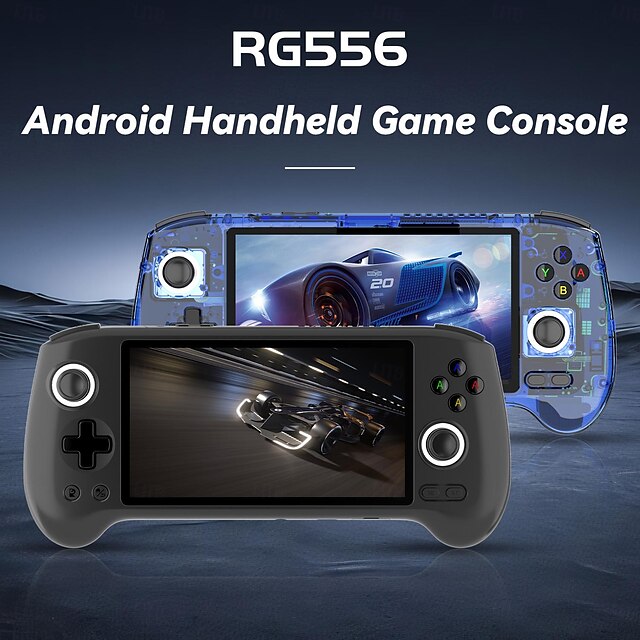  anbernic rg556 אנדרואיד קונסולת משחק כף יד, מסך מגע אמולד בגודל 5.48 אינץ' נגן אודיו וידאו נייד, קונסולת משחק רטרו כפולה נדנדה כף יד