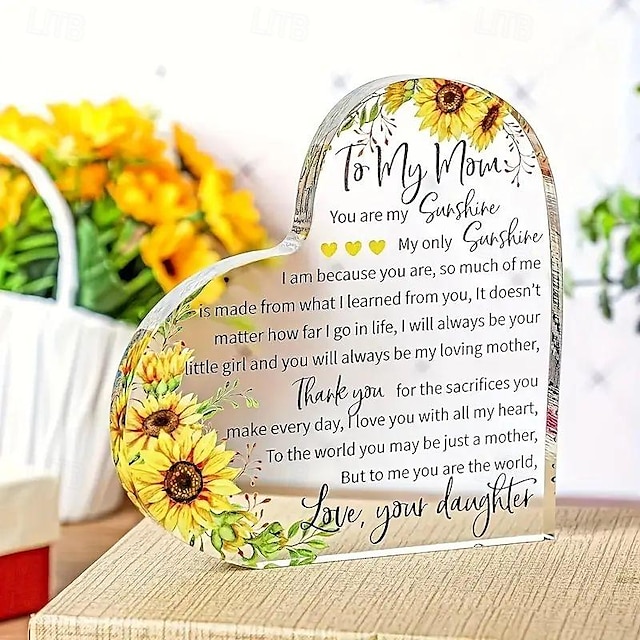  Acrylic Sign Mom Gift Mother In Law Gift Bonus Mom Gift To My Mom Acrylic Heart Sunflower Mothers Plaque Gifts Grateful Birthday Gifts For Mom Acrylic Best Mom Sign Acrylic Heart Sign From Daughter