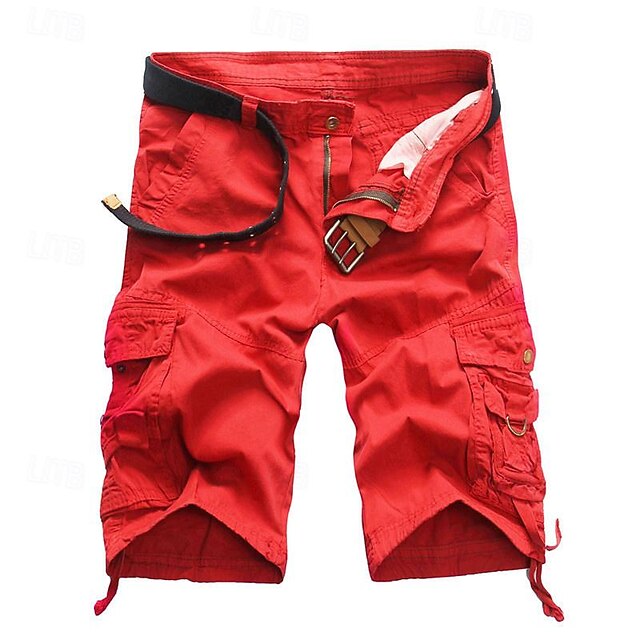  Per uomo Pantaloncini modello cargo Pantaloncini Pantaloncini da lavoro Bottoni Multi tasca Liscio Indossabile Breve Esterno Giornaliero Per uscire Di tendenza Classico Nero Verde militare