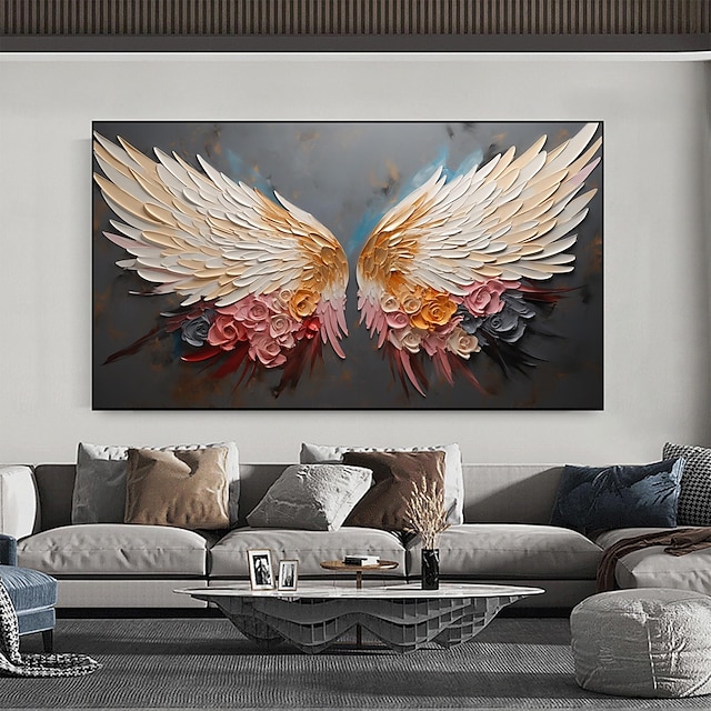  ručně vyráběná originální křídla olejomalba na plátně nástěnná umělecká výzdoba abstraktní minimalistická zlatá malba pro domácí dekoraci s nataženým rámem/bez vnitřní malby rámu