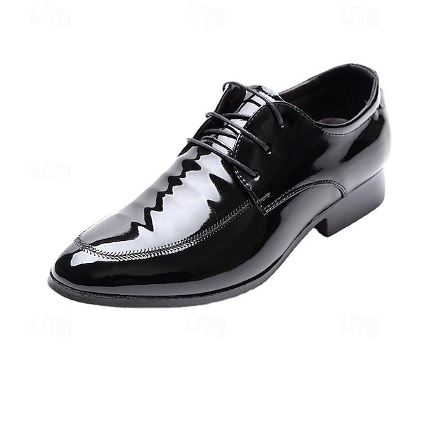 Bărbați Oxfords Pantofi Derby Pantofi formali Pantofi rochie Pantofi din piele lacuita Plimbare Afacere Clasic Nuntă Birou și carieră Petrecere și seară PU Dantelat Negru Primăvară Toamnă