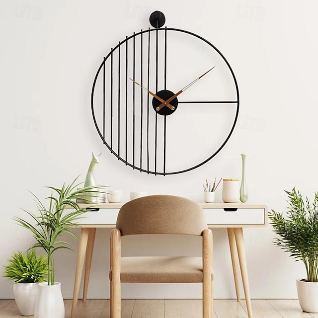  horloge murale personnalité moderne design créatif minimaliste horloge murale en métal noir horloges murales salon horloge décoration murale horloge décor 50 60 cm