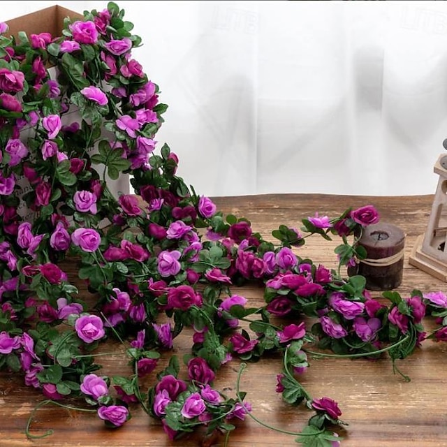  Decorazione domestica della decorazione di nozze della vite di seta della rosa di simulazione 2pcs