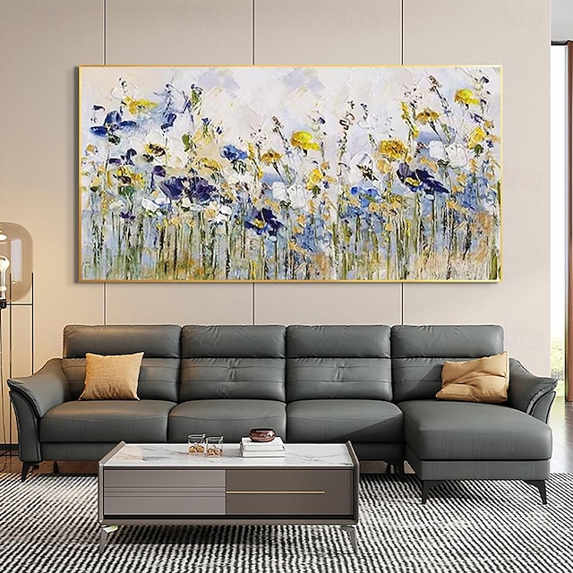  käsinmaalattu kukka öljymaalaus kankaalle abstrakti kukkiva kukkamaalaus sisustusmaalaus olohuoneen sisustus boho seinätaide mukautettu kuvioitu kukkamaalaus