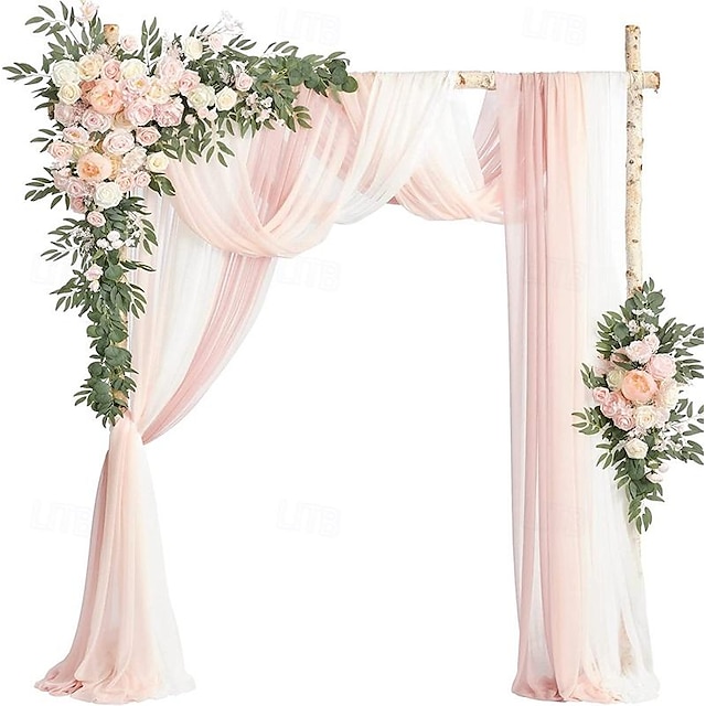  Arco de boda, juego de flores de simulación floral con cinco piezas, placa hecha a mano, decoración floral, arreglo floral