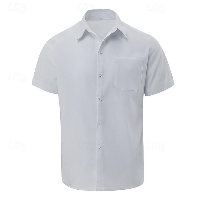  Bărbați Cămașă Cămașă de in Cămașă albă din bumbac Cămașă de vară Cămașă de plajă Cămașă din bumbac și in Simplu Vacanță Stradă Negru Alb Galben Albastru Manșon scurt Rever Vară Îmbrăcăminte Buton în