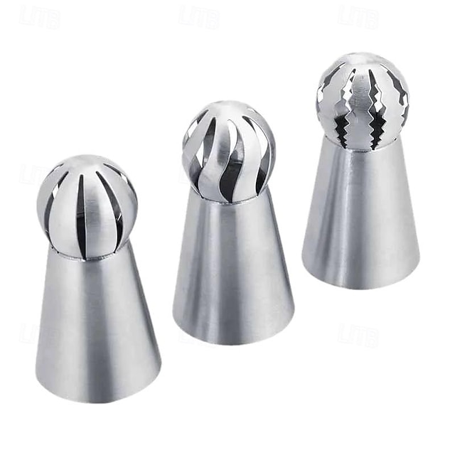  3pcs Sphere Torch Stainless Steel Piping Nozzle Cream Cake Baking Integral Forming Piping Tool