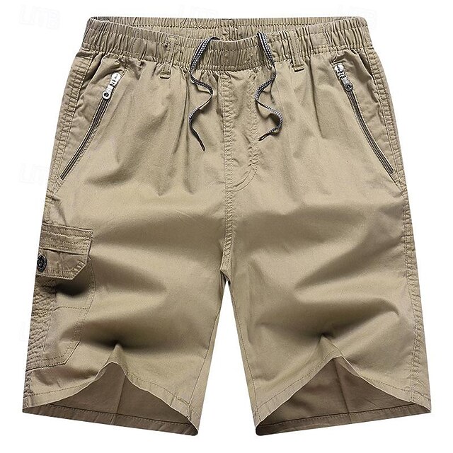  Homens Bermuda Cargo Calção Shorts de trabalho Com Cordão Cintura elástica Bolso multi Tecido Vestível Curto Ao ar livre Diário Para Noite Moda Clássico Preto Amarelo