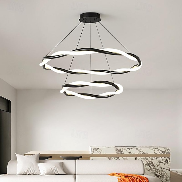  LED Pendant Light 1/2-Light 50/80 cm LED Pendant Light Metal Acrylic Ring Circle Design Hanging Light for Living Room 110-240V