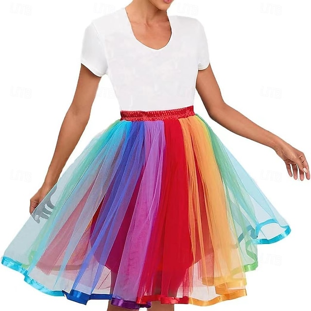  Anos 50 Princesa Curto / Mini Anágua Tutu Sob saia Fantasia Mulheres Dia Das Bruxas Baile de Máscaras Traje de festa para noite Baile de Formatura Festa de Solteira Adulto Saia