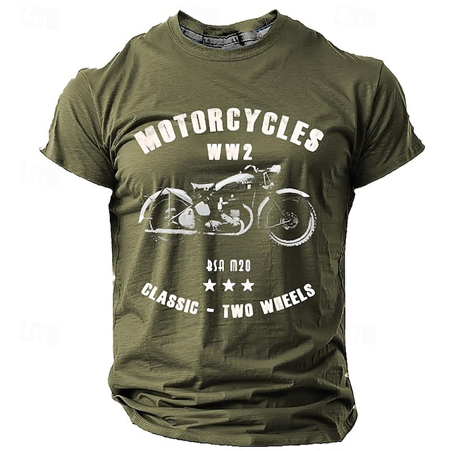  Γραφική Motocicletă Καθημερινά Υψηλής Ποιότητας Ρετρό / Βίντατζ Ανδρικά 3D εκτύπωση Μπλουζάκι Μπλουζάκι μπλουζάκι Υπαίθρια Αθλήματα Αργίες Εξόδου Κοντομάνικη μπλούζα Μαύρο Βαθυγάλαζο Πράσινο Χακί
