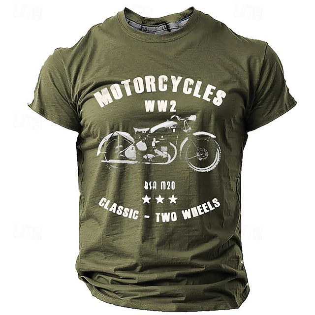Men's Graphic Motorcycle T Shirt Tee Top Short Sleeve T shirt 3D Print Crew Neck Shirt Daily Designer Retro Vintage Sports Outdoor Holiday Going out Black Navy Blue Army Green Spring & Summer 7